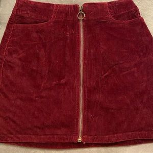 red velvet mini skirt